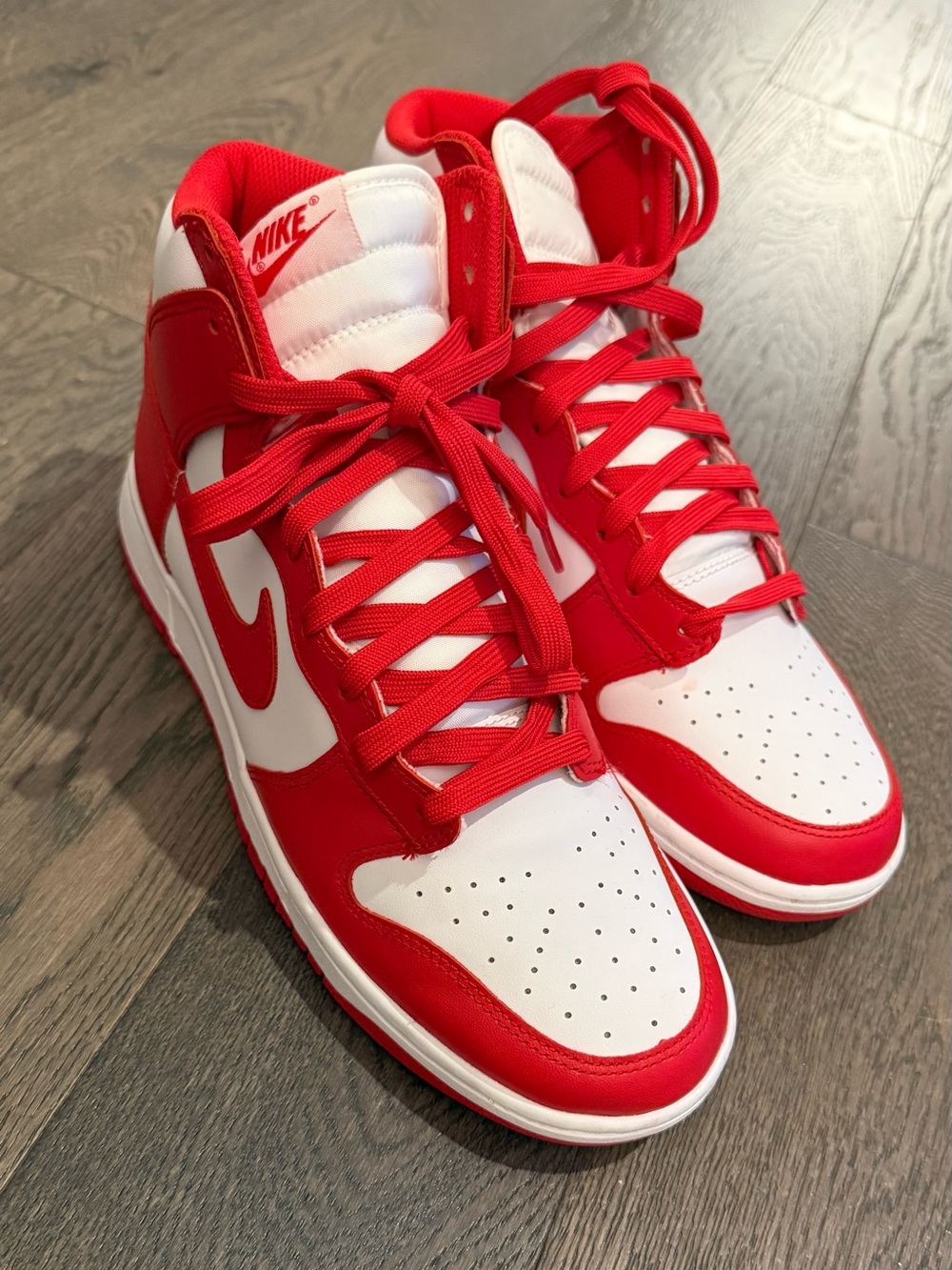 Nike Dunk High White Red Men’s Size 10 Leather Sneakers